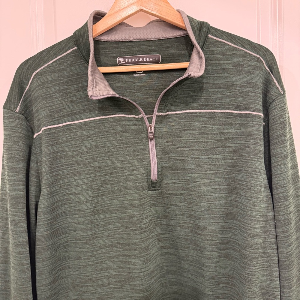 Pebble Beach Green Dry Luxe Performance Men's 1/4 Zip Pullover Size XL Golf - Picture 4 of 7
